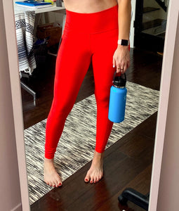Red high waisted leggings