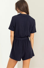 Norah Button-Front Belted Romper