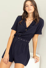 Norah Button-Front Belted Romper