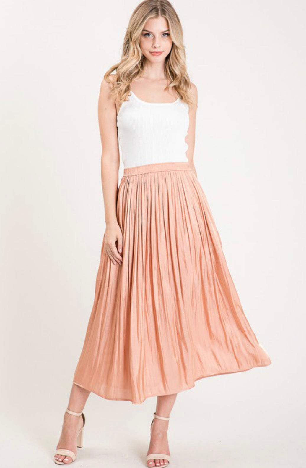 Persimmon Pleated Skirt